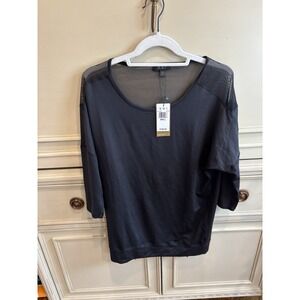 Alala NWT Small Black Athleisure Workout Oversized Tshirt Mesh Made‎ In USA